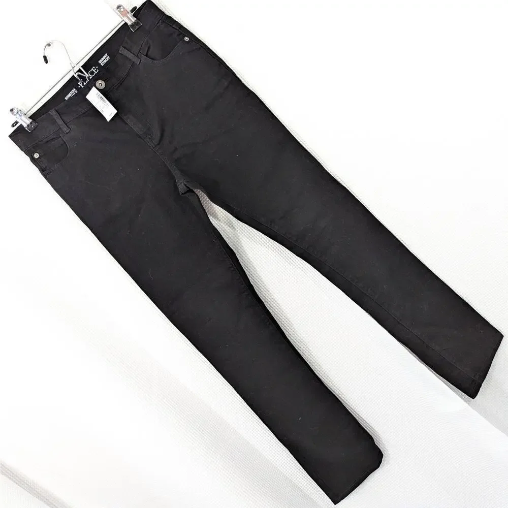 NWT@$97! THE CHILDRENS PLACE! RICH BLACK DENIM STRETCH SKINNY JEANS! SZ 18